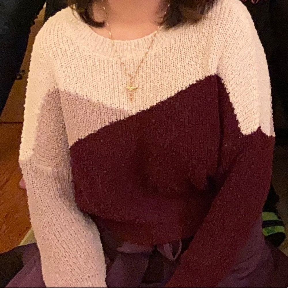 White/Purple Pullover Sweater